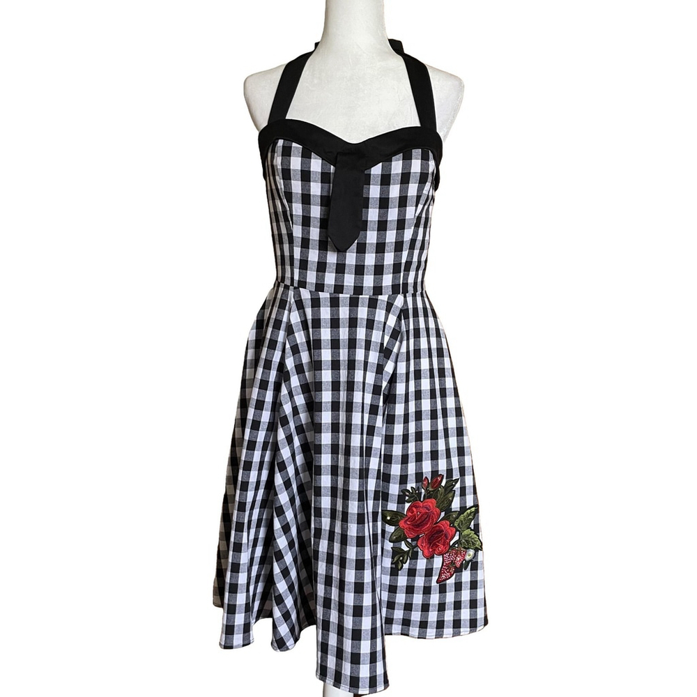 Eva Rose Gingham Halter Fit Flare Sun Dress Large